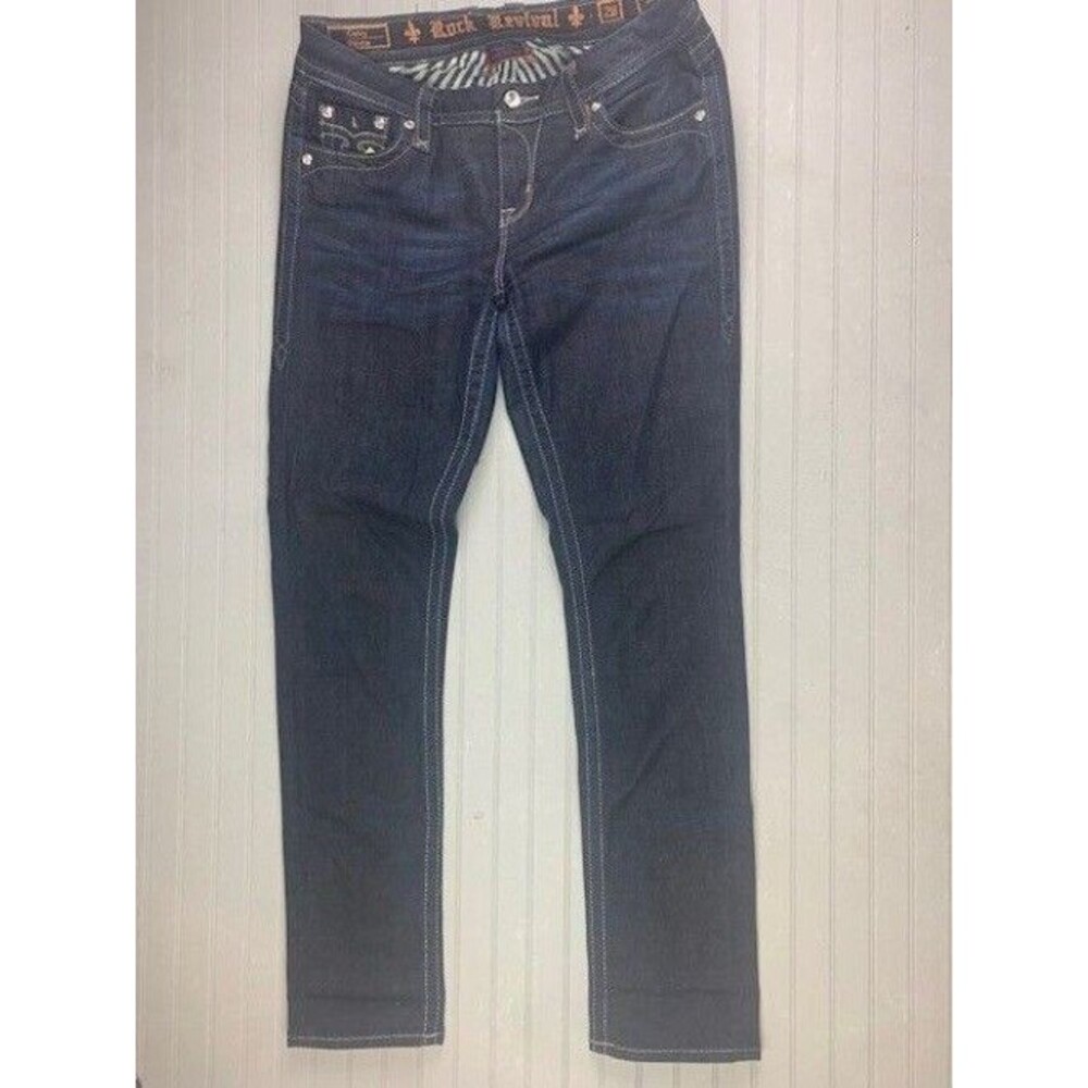 Rock Revival Size 28 Womens Jeans Mid Rise Curvy Stretch Straight Dark Jessica